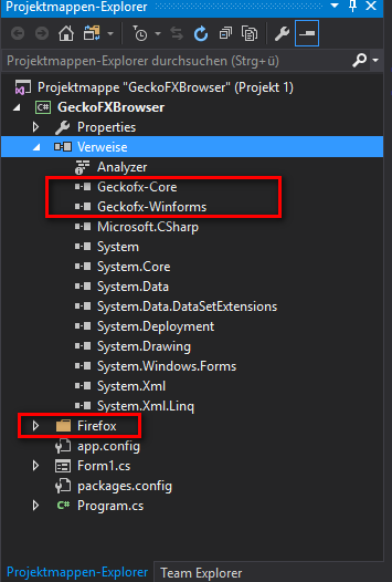 Firefox GeckoFX Project explorer