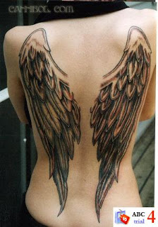 Full Back Wings Sexy Women Angel Tattoos Desaign