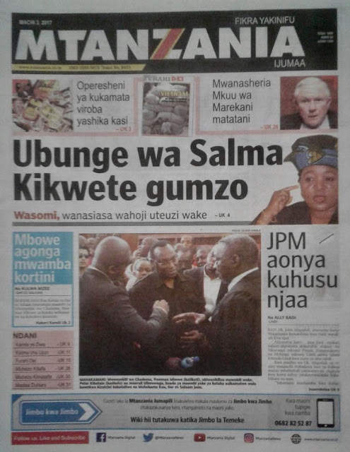 Magazeti ya Leo Tanzania Ijumaa ya March 3,2017 