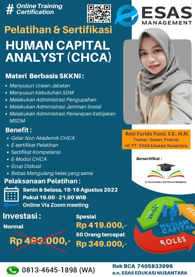 WA.0813-4645-1898 | Gelar Non Akademik Certified Human Capital Analyst (CHCA)