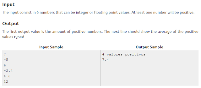 URI 1064 Positives and Average Solution in C++