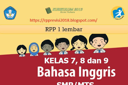 RPP 1 Lembar Bahasa Inggris Kelas 7, 8 dan 9 SMP 