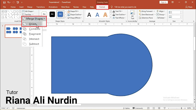 Cara Memotong Shape di Powepoint 2016