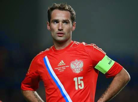 Roman Shirokov, capitão da seleção Russa, enfrenta problemas no tendão de Aquiles e não jogará o Mundial da copa.