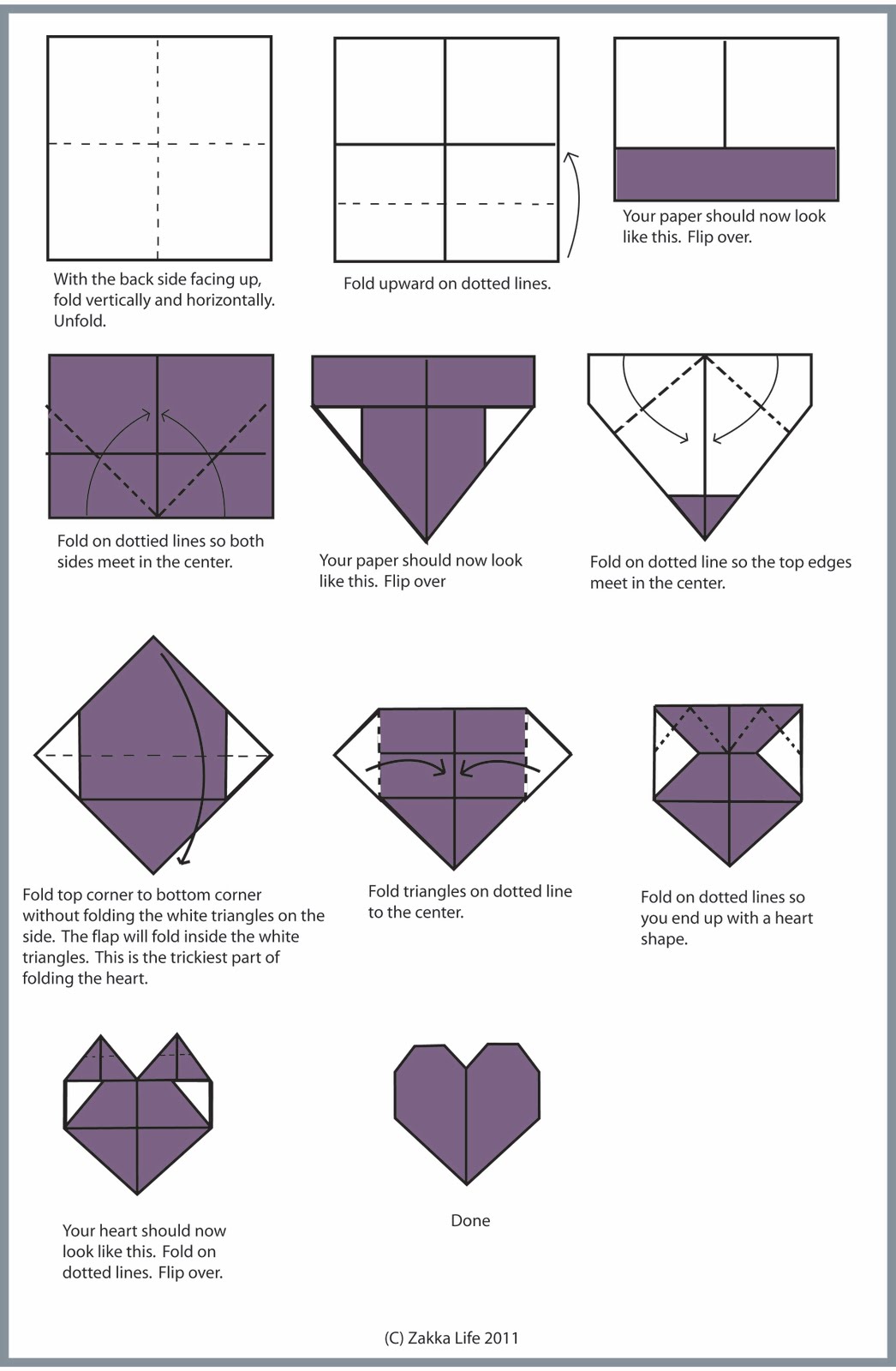 zakka life: Craft: Origami Heart Valentines