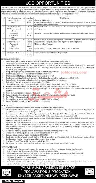 Home Department KPK Govt Jobs 2020 Latest