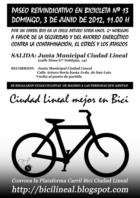 Paseo reivindicativo por un carril bici en el eje Arturo Soria