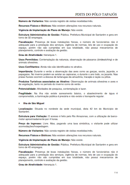 DIAGNÓSTICO DA ÁREA E DAS ATIVIDADES TURÍSTICAS DO PÓLO TAPAJÓS - NOVEMBRO 2010 - PARTE I – PARÁ – BRASIL