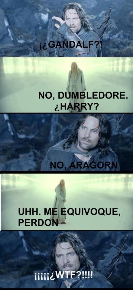 Meme de humor sobre Harry Potter y El señor de los anillos