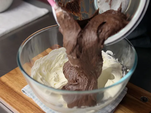 chocolate mix into the whipped cream bowl.