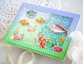 Sunny Studio Stamps: Best Fishes Frilly Frames Dies Ocean Themed Cards by Keeway Tsao