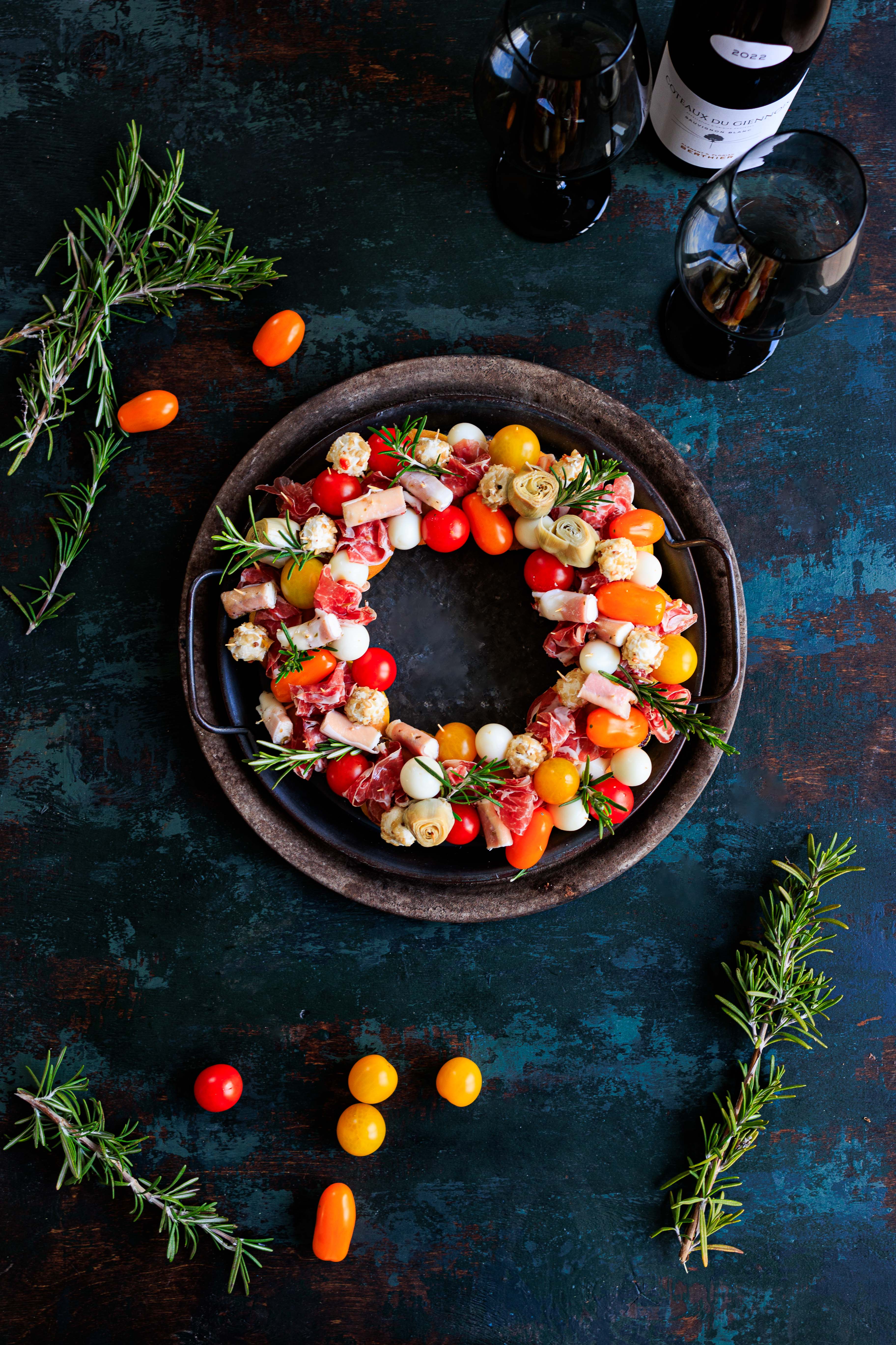 couronne de noël pour l'apéritif, apéritif dinatoire