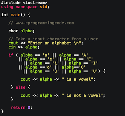 C++ Program to Check whether a Character is Vowel or Consonant