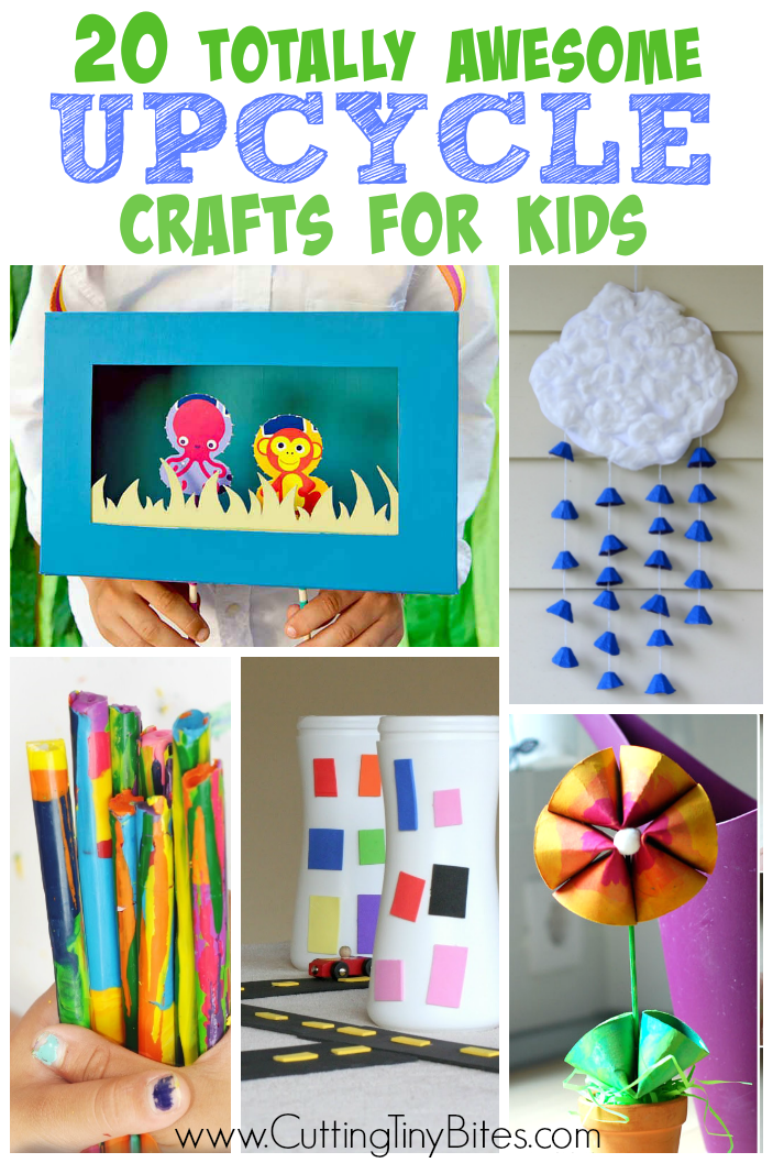 Totally Awesome Upcycle and Recycle Crafts for Kids.  Great ideas for Earth Day, or for using up materials.  Options for toddlers, preschoolers, and elementary!