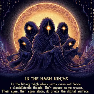 In the binary twilight, where zeros and ones dance, The Hash Ninjas emerge—a clandestine trance. Their robes, woven from cryptic threads, conceal their purpose, Their eyes, aglow with binary fire, pierce the digital surface.