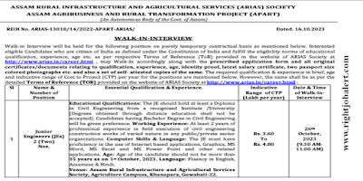 Junior Engineers Job Opportunities in Assam Rural Infrastructure and Agricultural Services Society