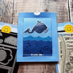 Sunny Studio Stamps: Oceans Of Joy Sliding Window Dies Customer Card by Anika