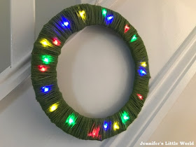 Yarn wrapped light up wreath Christmas decoration