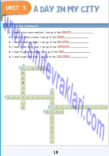 6. Sınıf İngilizce Ada Matbaa Yayınları Çalışma Kitabı Cevapları Sayfa 18