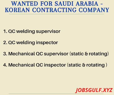 Wanted for Saudi Arabia - Korean Contracting company
