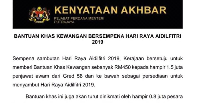 Penjawat Awam Terima Bantuan Khas Hari Raya Hari Ini 24 ...