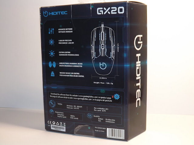 review profesional review, review raton gaming, review gx20, raton hiditec gx20 gaming 4000dpi, raton gaming, on the fly, sensor avago, software GX20, OMRON, omron, raton ambidiestro, retroiluminado