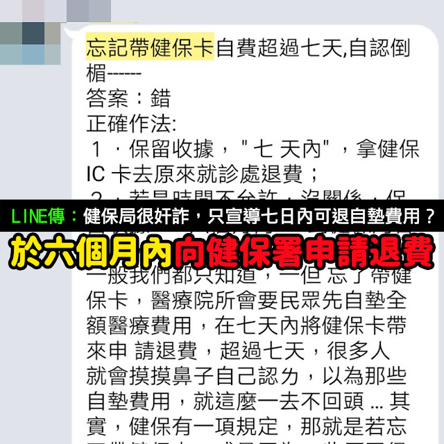 忘記帶健保卡自費超過七天 自認倒楣 六個月內