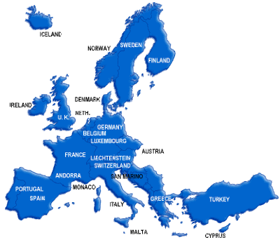 Western Europe Regions Map