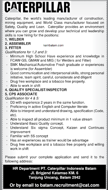 Lowongan Kerja PT. Caterpillar Indonesia