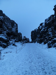 Snow covered rift in Thingvellir National Park