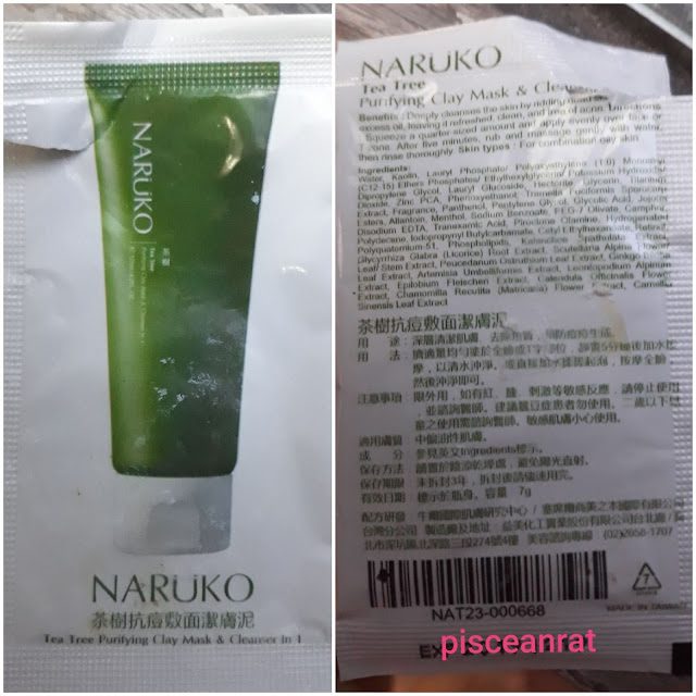 naruko tea tea purifying clay mask cleanser.