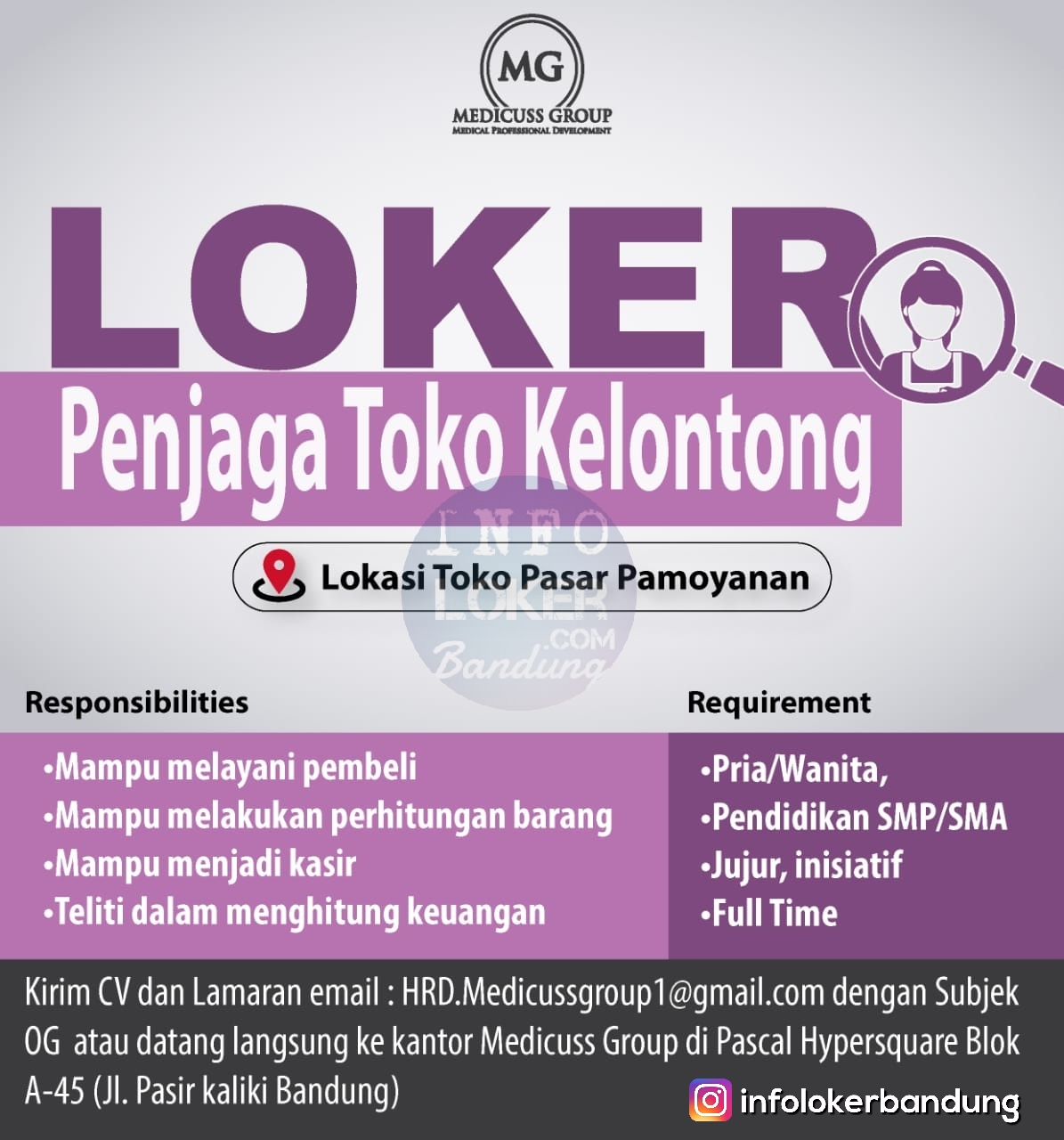 Lowongan Kerja Penjaga Toko Kelontong Medicuss Group Bandung Agustus 2018 Info Loker Bandung 2021
