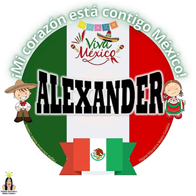 Solapín Nombre Alexander - Viva México para imprimir