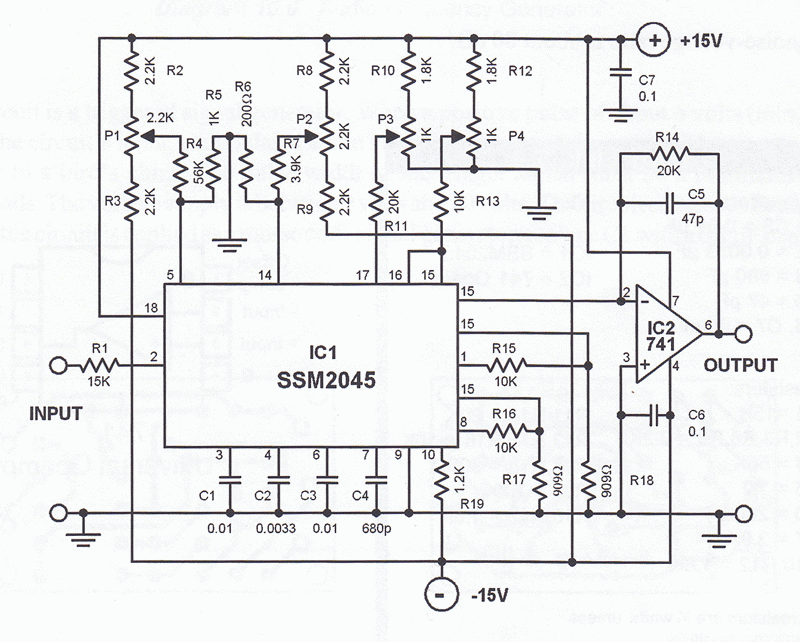 Audio Processor Circuit using SSM2045 IC