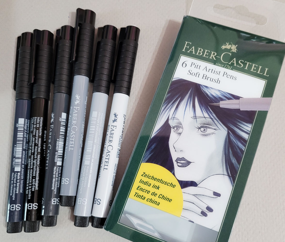 Faber Castell PITT Artist Pen Soft Brush, Set of 8, Shades of Grey