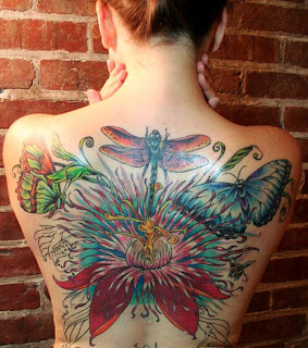 Japanese women dragonfly tattoo