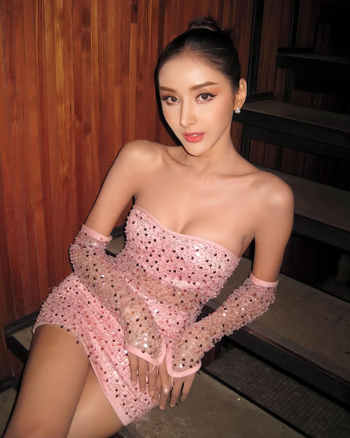 Bank Nutchanara – Most Beautiful Thai Transgender Woman in Gorgeous Pink Cocktail Dresses