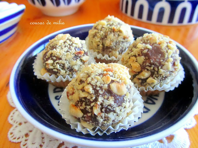 Trufas de nocilla, avellanas y naranja