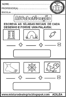 Atividades de alfabetização, formação de palavras