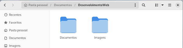 Apresentação das duas pastas Documentos e Imagens dentro da pasta DesenvolvimentoWeb em forma grafica.