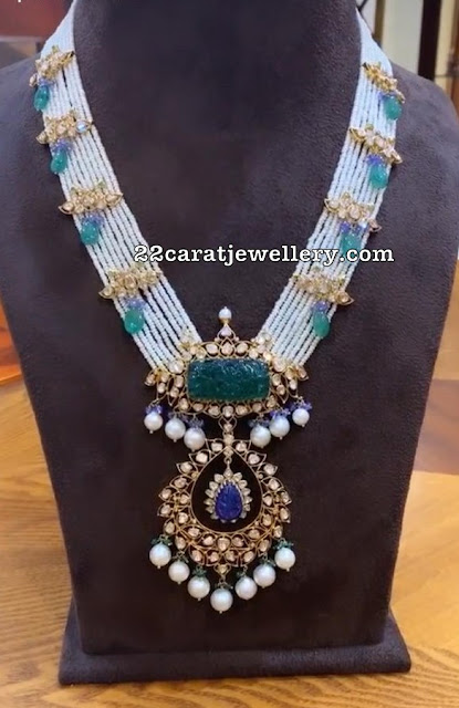 Curved Emerald Sapphire Long Chain