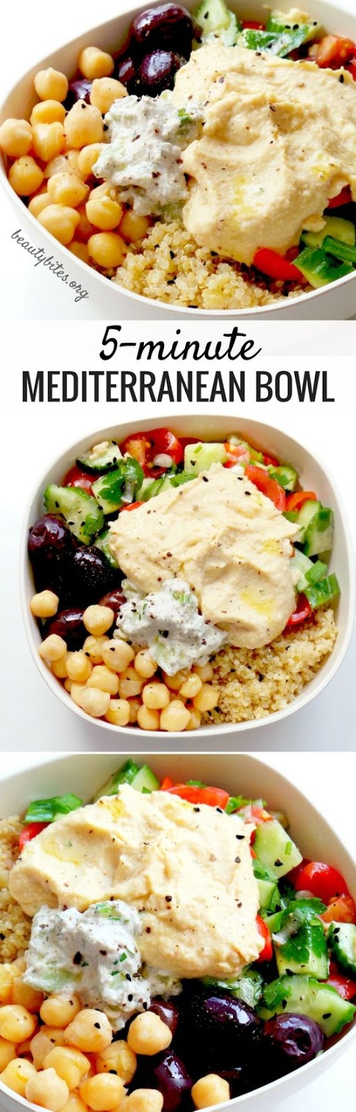 Super easy and healthy Mediterranean bowl recipe that is ready in no time! This is a healthy vegan meal prep lunch recipe you'll love!