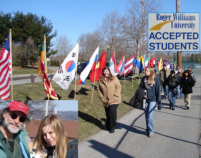 click here to see the Full Size image of our entrance to the flag-draped RWU campus