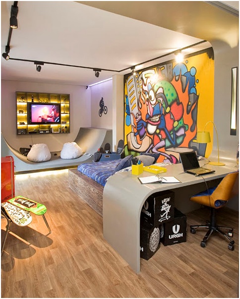 SKATEBOARDING BEDROOMS FOR TEENAGERS - SKATE AND GRAFFITI ENTHUSIASTS