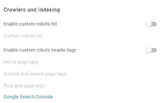 Crawlers and indexing Setting For Blogger