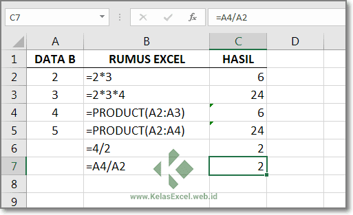 Rumus Perkalian dan Pembagian Excel