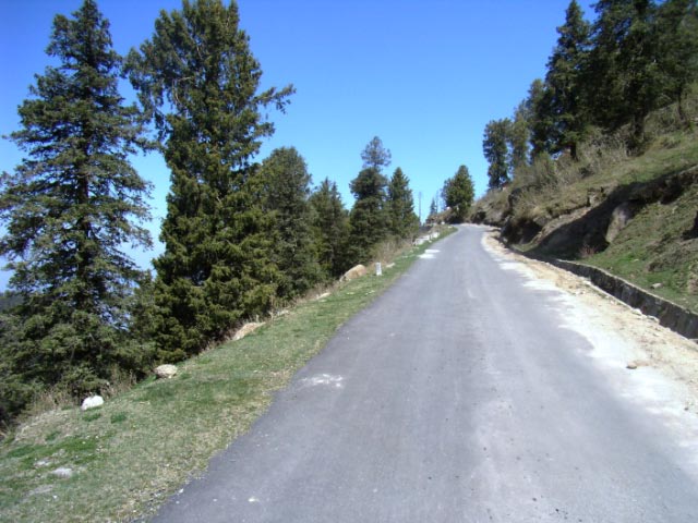 Beautiful Trek towards snow covered peaks of Dainkund from Dalhousie (Casual Clicks without editing) : Posted by VJ Sharma at www.travellingcamera.com : Due to busy schedule these days I am not able to find time to explore places.. Its been two months I am only doing my work :-) So here are few old photographs of a Trek to Dainkund form Dalhousie....Its you have seen my last post about Kala Top Trek, there is a station on main road called Lakkar Mandi from where we change the route towards Kala Top... For Dainkund also, we take right cut from Lakkar Mandi...Dainkund gets maximum snowfall in Dalhousie region...There is a road till the top of this hill, but we chose to trek this distance with some drinks and snacks ... (I don't want to be specific here...)This whole stretch is full of natural richness... Deodars all around and clouds moving here and there to save from hash sunlight on the hills...A view of Khajjiar Lake from Dainkund... Wind on these high hills is chilly and fast.. I completely different experience... We spent some time sitting on these hills and when we moved in calm places(dense deodar forests, there was a continuous beep sound in our ears....We didn't follow this road because it becomes time expensive and a bit boring.... We used to take short-cuts through various forests on the way... Had chance to play with snow balls also :-)Whole stretch is clean, green and full of colorful flowers... I was not very fond of photography during this time and that is the main reason I am not able to portray real image of this place... It was difficult for me to find photographs without people faces :-)Some criss-cross roads on the way... There are few villages around this trek having beautiful mud houses and bunch of sheep spread over various hills...Initially I was not comformtable with the idea of posting this photograph on my blog.. I searched in google and found that many sites already has this information available... I am not sure if its right or wrong but somehow I feel guilty about the act of taking this photograph :-(I know these photographs are not appreciating the real beauty of the place but believe me it was very exciting trek for us... and I these pictures are not giving real view of the place... This place was probably 10 times beautiful than you see here..There is a series of mountains on the trek and finally we reached a temple on the top... Temple was covered with snow, so we were not able to have darshan there...Some random shots in deodar forests....Darkness inside these forests in clear sunny day...Colorful forests make this trek wonderful... A view to Dalhouise on back journey.. Everyone is waiting to have rest for next day Trip to Chamba....