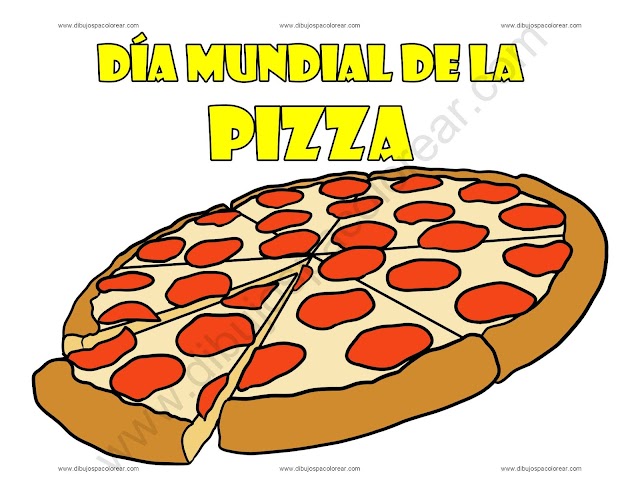 Día Mundial de la Pizza dibujo a color y para colorear