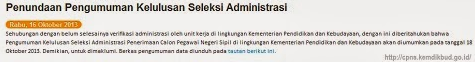 Penundaan Pengumuman kelulusan CPNS kemendikbud 2013