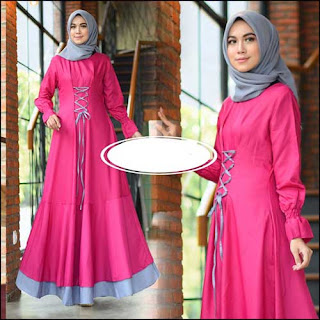 Gamis Polos Modern Syahirah Dress Bahan Ima Platinum